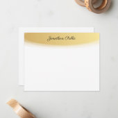 Carte De Correspondance Nom du script calqué Or Blanc Élégant (Devant/Arrière en situation)