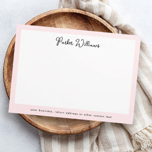 Carte De Correspondance Nom du script manuscrit de la bordure rose clair
