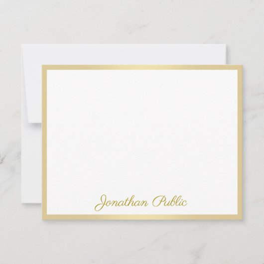 Carte De Correspondance Nom du texte manuscrit Gold (Devant)