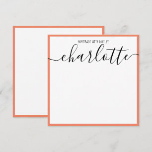 Carte De Correspondance Nom écriture corail noir pour notes de Baby Shower