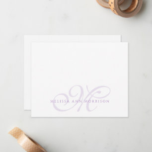 Carte De Correspondance Nom élégant en écriture Lavande Monogramme 