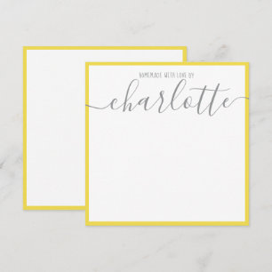 Carte De Correspondance Nom en écriture jaune gris Notes de l'enseignant