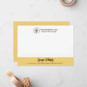Carte De Correspondance Nom et logo jaune doux basiques modernes (Devant/Arrière en situation)