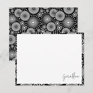 Carte De Correspondance Nom étoile géométrique noir et blanc élégant