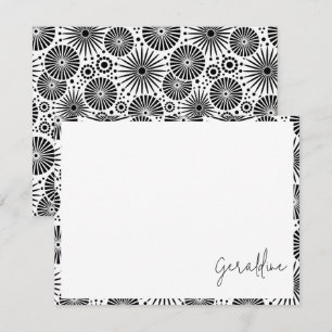 Carte De Correspondance Nom étoile géométrique noir et blanc moderne