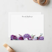 Carte De Correspondance Nom Floral Violet Moderne (Devant/Arrière en situation)