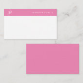 Carte De Correspondance Nom manuscrit Monogramme rose chaud blanc (Devant / Derrière)