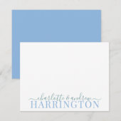 Carte De Correspondance Nom Mariage Monogram Pastel Bleu Et Vert (Devant / Derrière)