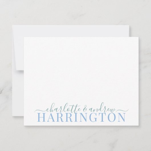 Carte De Correspondance Nom Mariage Monogram Pastel Bleu Et Vert (Devant)