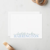 Carte De Correspondance Nom Mariage Monogram Pastel Bleu Et Vert (Devant/Arrière en situation)