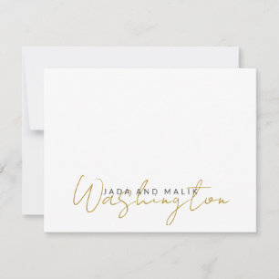 Carte De Correspondance Nom Marié Mariage Monogramme Gold Script sur blanc