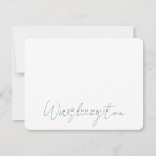 Carte De Correspondance Nom marié Mariage Monogramme Sage Vert Blanc