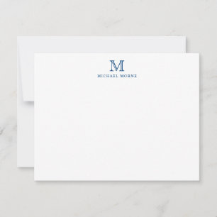 Carte De Correspondance Nom minimaliste bleu marine moderne Monogramme Not
