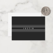 Carte De Correspondance Nom modifiable et bandes géométriques | Noir et bl (Devant/Arrière en situation)