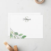 Carte De Correspondance Nom Monogram Green (Devant/Arrière en situation)