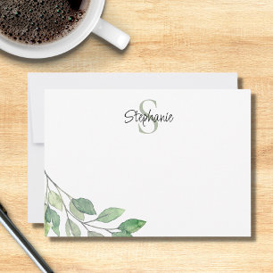 Carte De Correspondance Nom Monogram Green