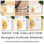 Carte De Correspondance Nom Monogram Sunflower
