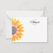 Carte De Correspondance Nom Monogram Yellow Sunflower (Devant)