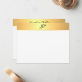 Carte De Correspondance Nom monogramme manuscrit Faux Gold Modern (Devant/Arrière en situation)