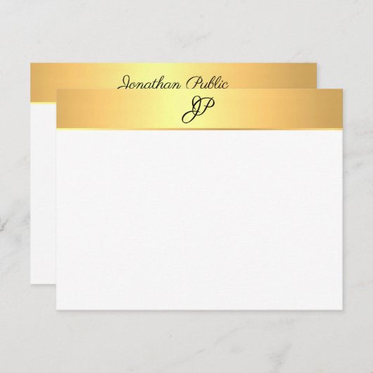 Carte De Correspondance Nom monogramme manuscrit Faux Gold Modern (Devant / Derrière)