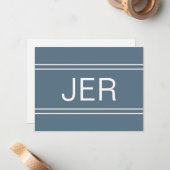 Carte De Correspondance Nom Monogramme personnalisé bleu initial (Devant/Arrière en situation)
