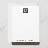 Carte De Correspondance Nom monographique moderne look cuir brun foncé (Devant)