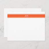 Carte De Correspondance Nom orange et blanc Monogramme Initiales (Devant / Derrière)