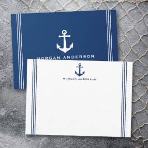 Carte De Correspondance Nom personnalisé Ancre de bateau nautique Rope Mar