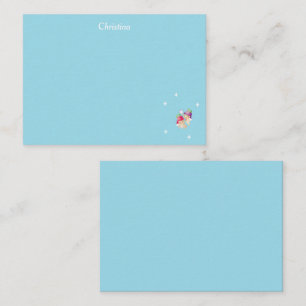 Carte De Correspondance Nom personnalisé anges mignons sur fond bleu