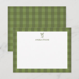 Carte De Correspondance Nom personnalisé Arc-en-ciel Gingham Vert