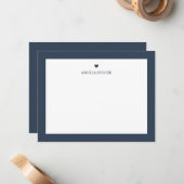 Carte De Correspondance Nom personnalisé Cœur Bleu Nuit (Devant/Arrière en situation)