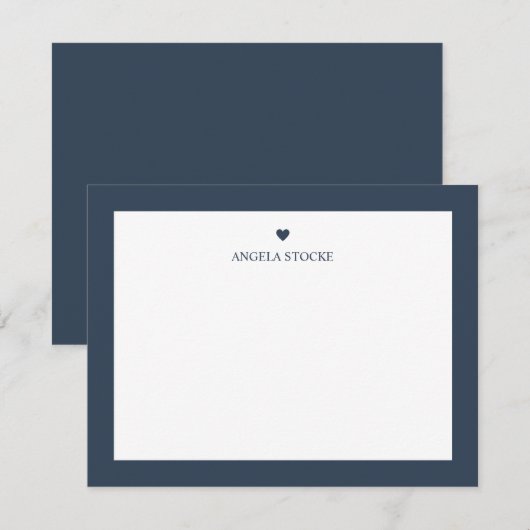 Carte De Correspondance Nom personnalisé Cœur Bleu Nuit (Devant / Derrière)