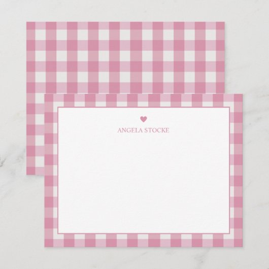 Carte De Correspondance Nom personnalisé Cœur rose (Devant / Derrière)