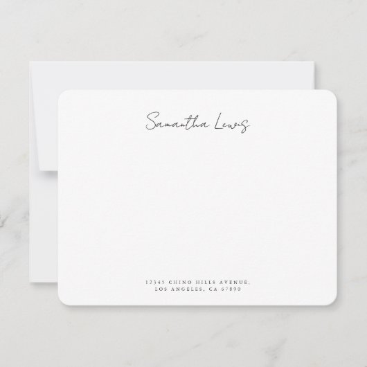 Carte De Correspondance Nom personnalisé de script manuscrit minimal propr (Devant)