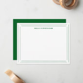 Carte De Correspondance Nom personnalisé Double bordure - Vert forêt (Devant/Arrière en situation)