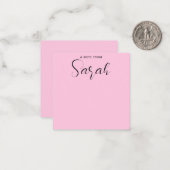 Carte De Correspondance Nom personnalisé Fille Calligraphie rose (Devant/Arrière en situation)