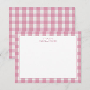 Carte De Correspondance Nom personnalisé Gingham rose