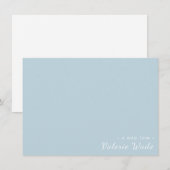 Carte De Correspondance Nom personnalisé moderne bleu clair et blanc (Devant / Derrière)