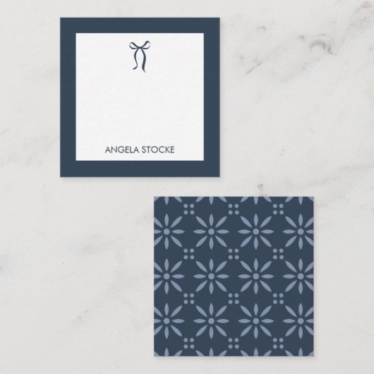Carte De Correspondance Nom personnalisé Nœud Bleu (Devant / Derrière)