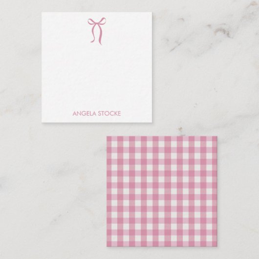 Carte De Correspondance Nom personnalisé Nœud Rose (Devant / Derrière)