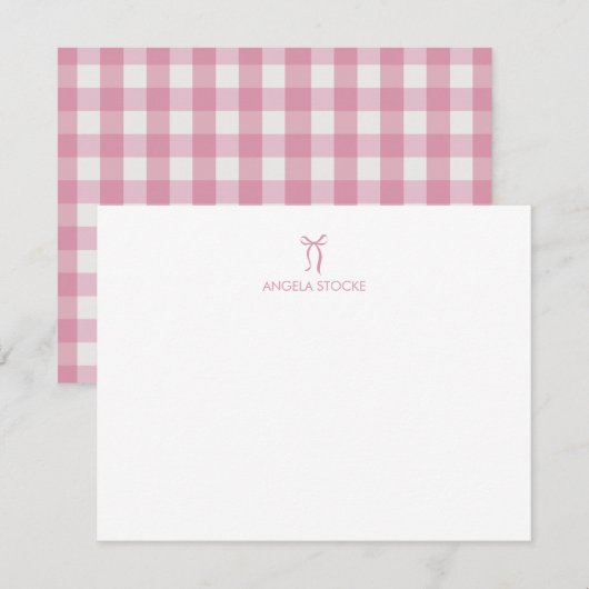 Carte De Correspondance Nom personnalisé Rose Bow (Devant / Derrière)