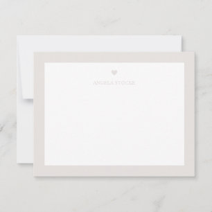 Carte De Correspondance Nom personnalisé Taupe Neutre Cœur