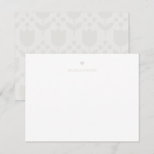 Carte De Correspondance Nom personnalisé Taupe Neutre Cœur