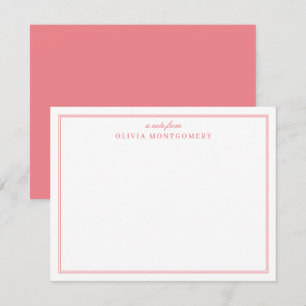 Carte De Correspondance Nom personnel minimaliste rose et blanc