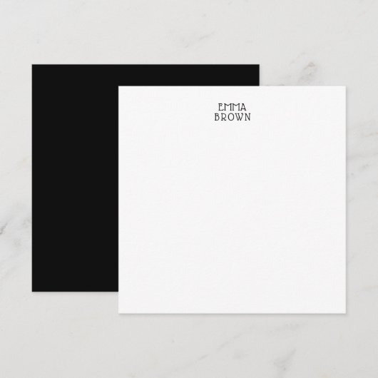 Carte De Correspondance Nom professionnel moderne noir blanc personnalisé (Devant / Derrière)