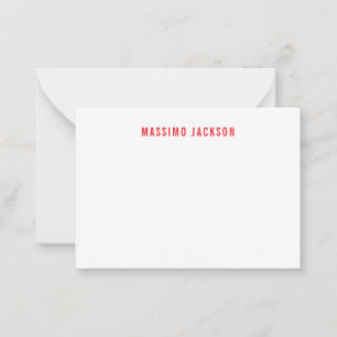 Carte De Correspondance Nom propre Décoratif Chic Simple Rouge Blanc