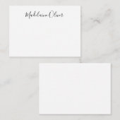 Carte De Correspondance Nom simple élégant Noir et Blanc (Devant / Derrière)