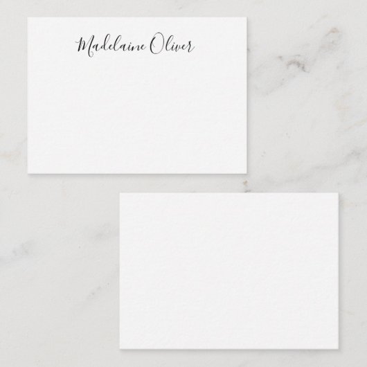 Carte De Correspondance Nom simple élégant Noir et Blanc (Devant / Derrière)