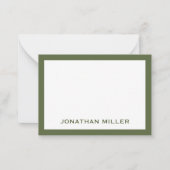 Carte De Correspondance Nom Typographique blanc vert olive simple (Devant)