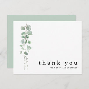 Carte De Correspondance Noms de Mariage simples Eucalyptus Sage Merci